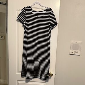 Old Navy Black and White Striped Midi Dress
